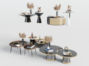 新中式圆形茶几3d模型 新中式圆形茶几