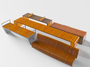 户外实木铁艺公共椅子