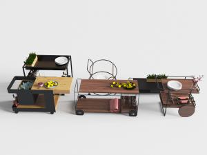 现代可移动实木双层茶几3d模型 现代可移动实木双层茶几