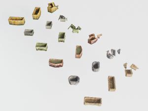 中式石刻长方形、圆形水槽