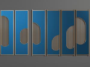 现代蓝色铁艺隔断3d模型 现代蓝色铁艺隔断
