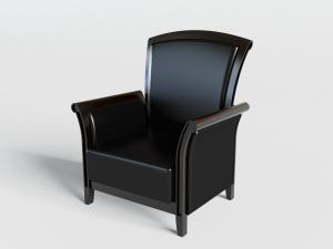 美式黑色实木架的单人沙发3d模型 美式黑色实木架的单人沙发