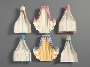 欧式粉色、蓝色镶边的床幔3d模型 欧式粉色、蓝色镶边的床幔