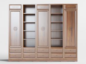 新中式花梨木装饰雕花的衣柜3d模型 新中式花梨木装饰雕花的衣柜