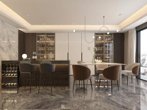 现代轻奢水吧台餐厅酒柜