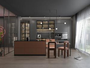 现代轻奢水吧台厨房酒柜