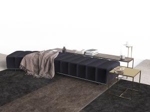 现代无扶手靠背的弧形沙发凳