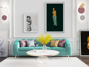 现代轻奢多人沙发茶几