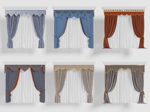 新中式窗帘窗纱3d模型 新中式窗帘窗纱