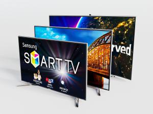 银色金属边框带支撑的液晶电视机、显示屏