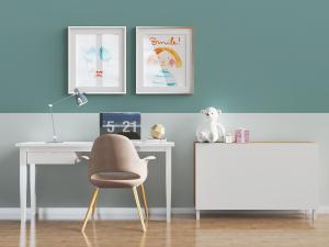 北欧白色实木书桌椅组合、边柜3d模型 北欧白色实木书桌椅组合、边柜