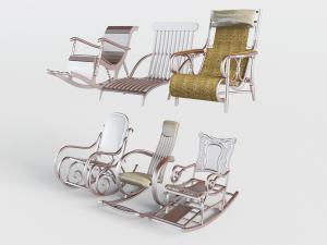 中式实木、藤编摇椅躺椅