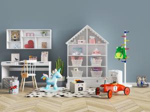 北欧儿童白色书桌椅木屋装饰置物架玩具3d模型 北欧儿童白色书桌椅木屋装饰置物架玩具