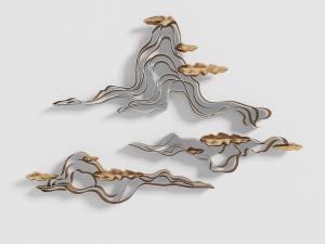 中式镂空金属山脉墙饰挂件