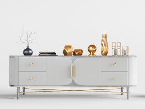 现代轻奢白色电视柜