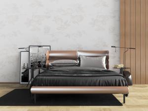 现代皮革简约高脚皮艺双人床