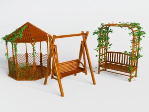 现代户外实木秋千椅花架