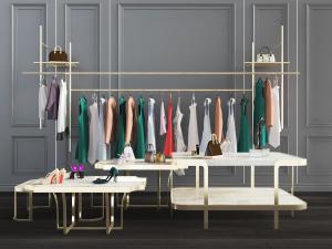 现代服装店衣服衣架展示台