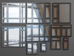 现代黑色边框的平开窗窗户