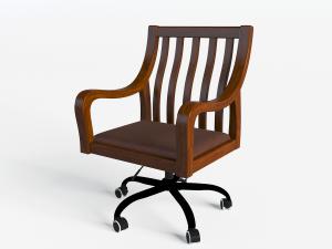 现代带滑轮的实木办公转椅