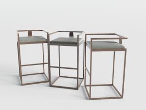 新中式方形实木吧椅