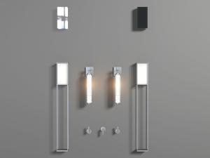 新中式长方形壁灯、落地灯