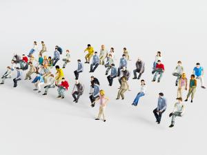 现代坐着的人群3d模型 现代坐着的人群