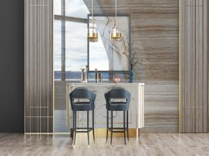 现代轻奢大理石吧台、吧椅