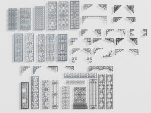 新中式金属雕花窗格构件