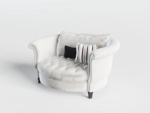 简欧圆形白色单人沙发3d模型 简欧圆形白色单人沙发