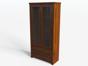 新中式实木玻璃柜门的书柜