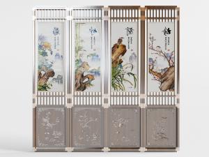 中式梅兰竹菊四君子装饰画门扇屏风