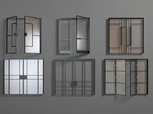 现代黑色边框玻璃平开门