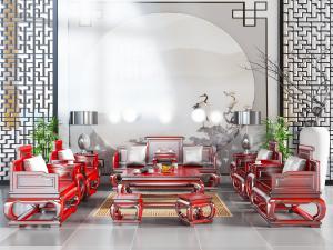 中式红木多人单人沙发茶几组合