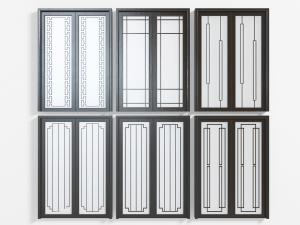 新中式黑色边框的玻璃推拉门