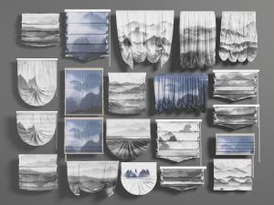 新中式卷帘升降帘拉帘3d模型 新中式卷帘升降帘拉帘