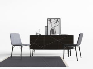 现代黑色玄关柜边柜、休闲椅子