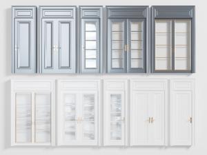 简欧白色灰色字母双扇平开门推拉门