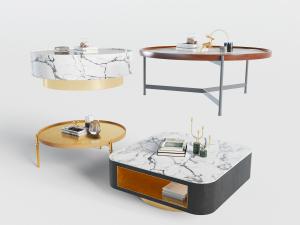 新中式圆形大理石茶几3d模型 新中式圆形大理石茶几