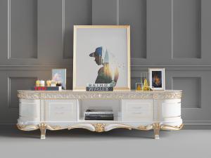 欧式镶金雕花电视柜