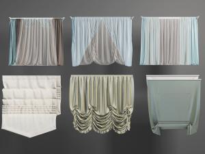 现代窗帘窗纱卷帘3d模型 现代窗帘窗纱卷帘