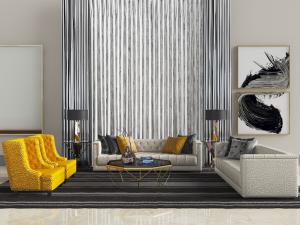 新中式皮革多人沙发、单人沙发茶几组合