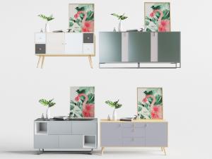 北欧撞色玄关柜边柜