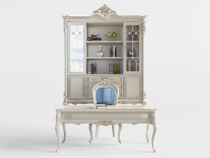 欧式古典书桌椅组合、书柜3d模型 欧式古典书桌椅组合、书柜