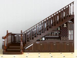 欧式实木雕花栏杆楼梯和楼下酒柜3d模型 欧式实木雕花栏杆楼梯和楼下酒柜