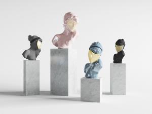 现代半身女人蒙面雕塑