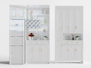 简欧嵌入冰箱的餐边柜