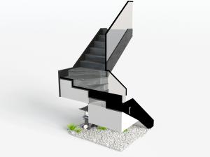 新中式转角楼梯3d模型 新中式转角楼梯