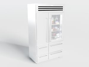 现代白色带抽屉的双开门冰箱