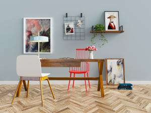 北欧实木书桌椅组合3d模型 北欧实木书桌椅组合